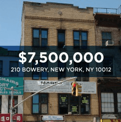210 Bowery Mixed-Use Investment Sale - Noho/Bowery New York, NY - $7.5M - Skyline Properties closed deal